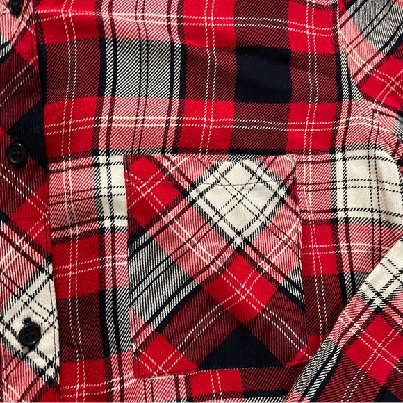 Only Line Red Plaid Women’s Shirt 10 Long Sleeve Button Down - Picture 2 of 12